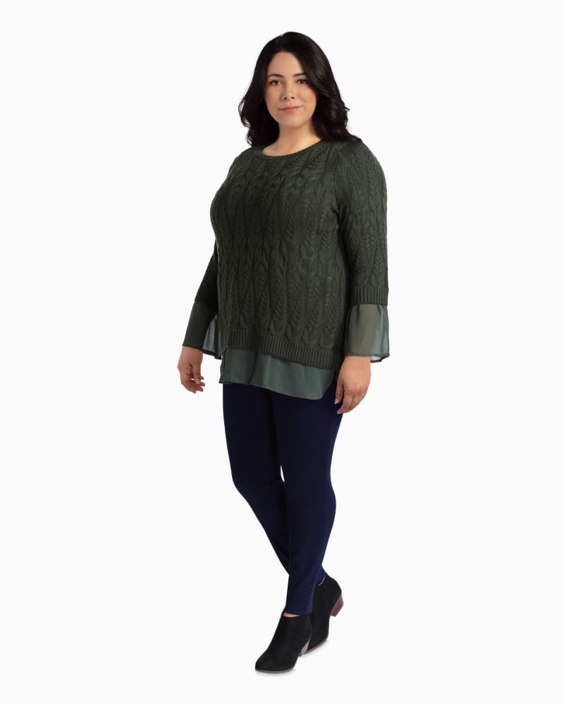 Plus size model with rectangle body shape wearing Dalibel Layered Tunic Sweater by East Adeline | Dia&Co | dia_product_style_image_id:112324